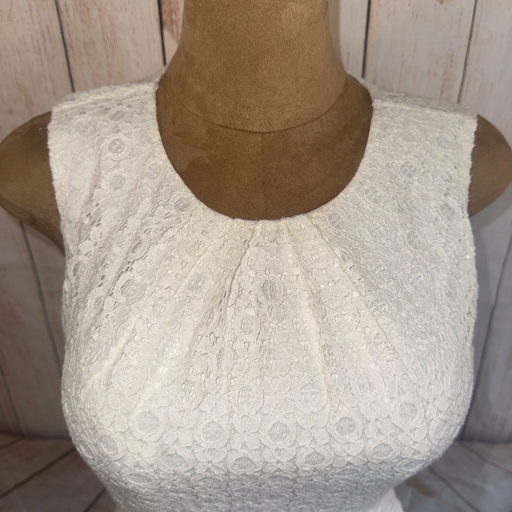 NWT TAHARI ANGEL CREAM WHITE LACE OVERLAY DRESS- Women’s Sz 8 $248​​ - Picture 3 of 12